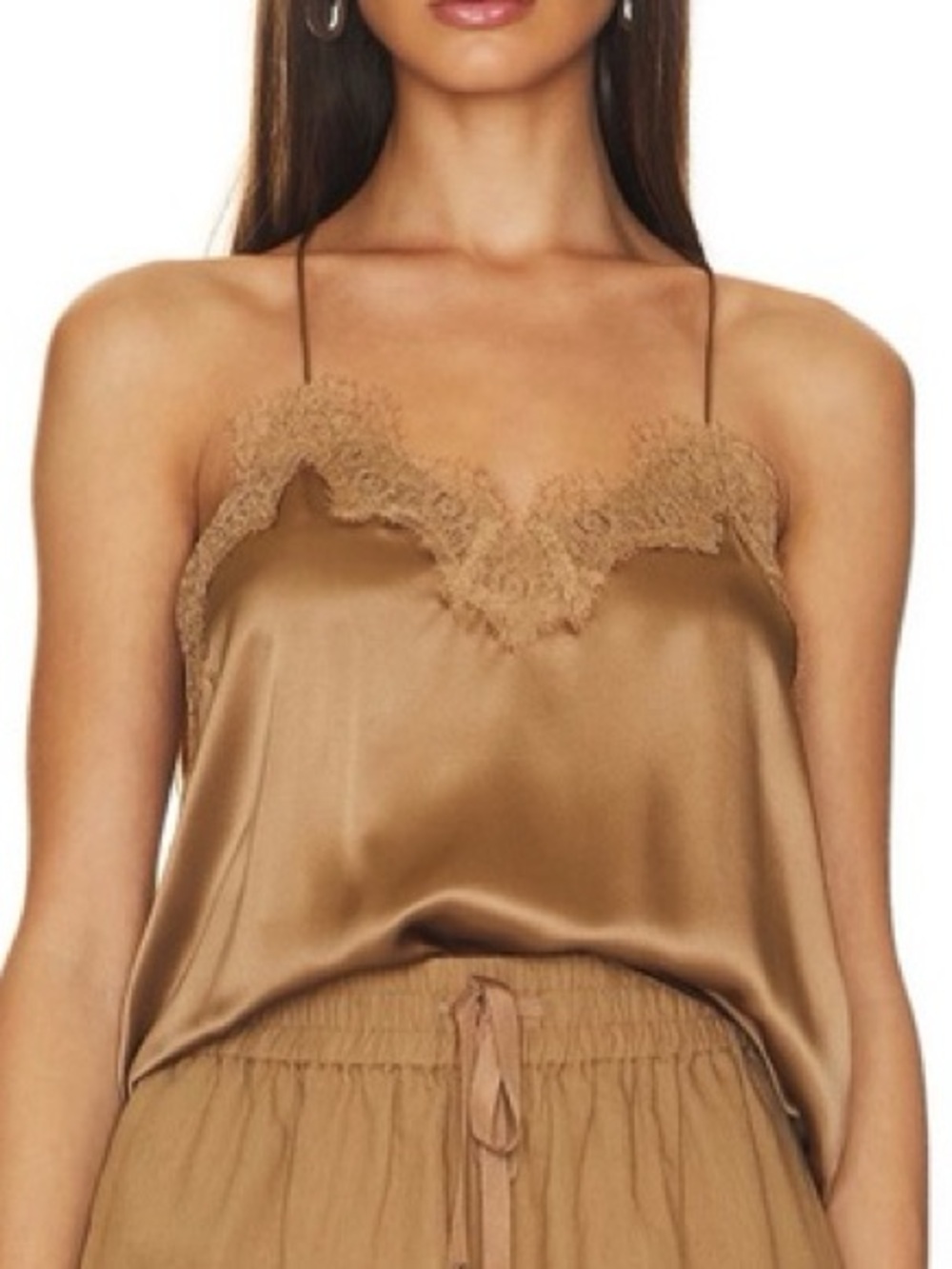 Cami NYC Silk Lace Cami in Camel Brown